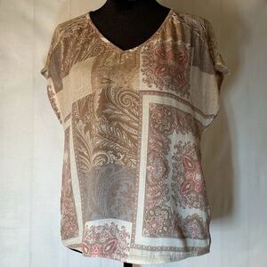 Sonoma Beige and Pink Patterned Blouse
